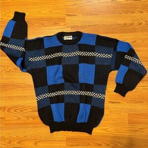 Genesis Blue and Black Patterned Sweater